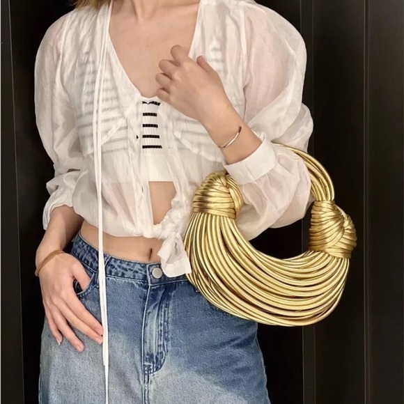 NWT Double Knot Gold Bag - Picture 2 of 10